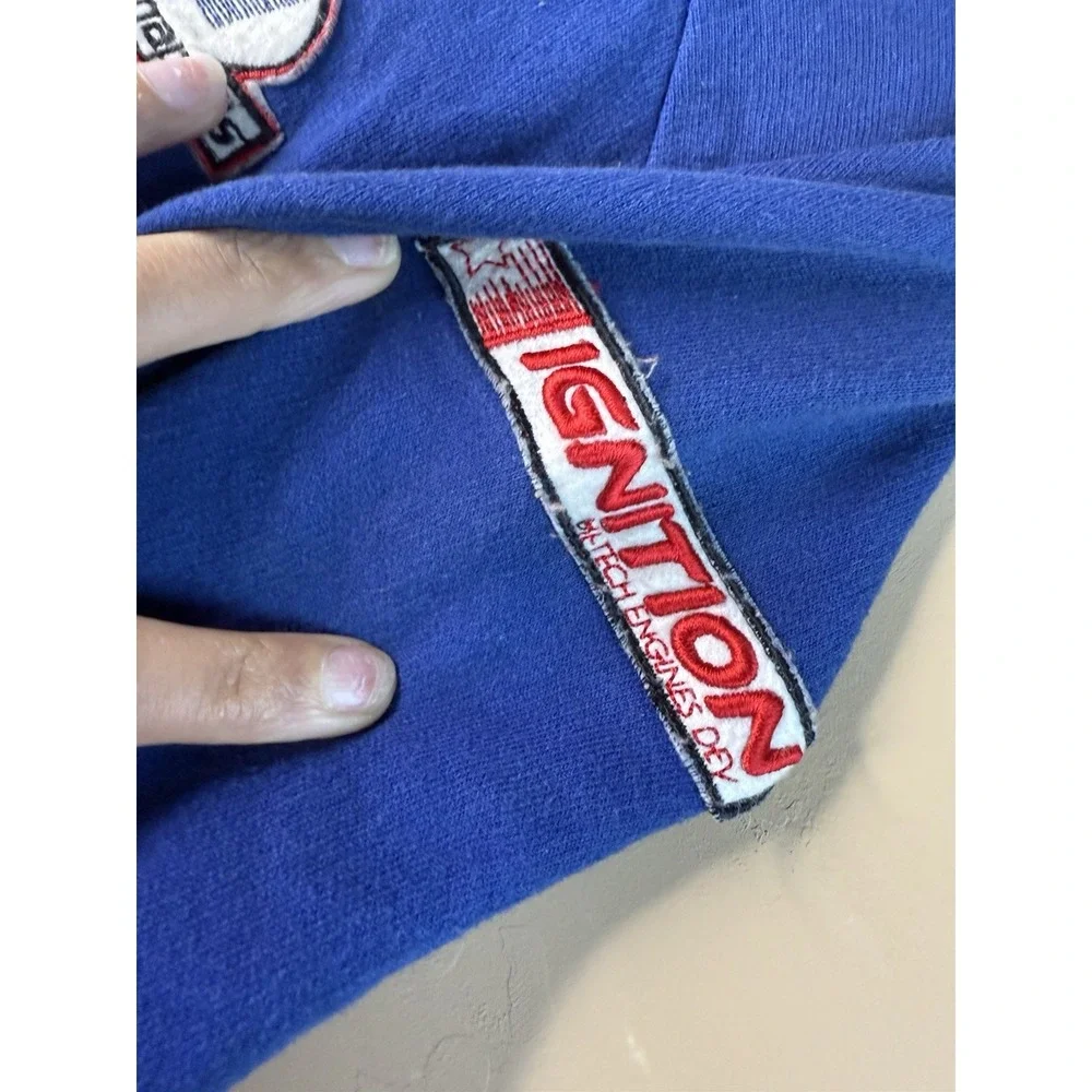 Vtg 100% Cotton Wishbone Racing Jacket Velvet Letter Stitched XL Red White Blue‎
